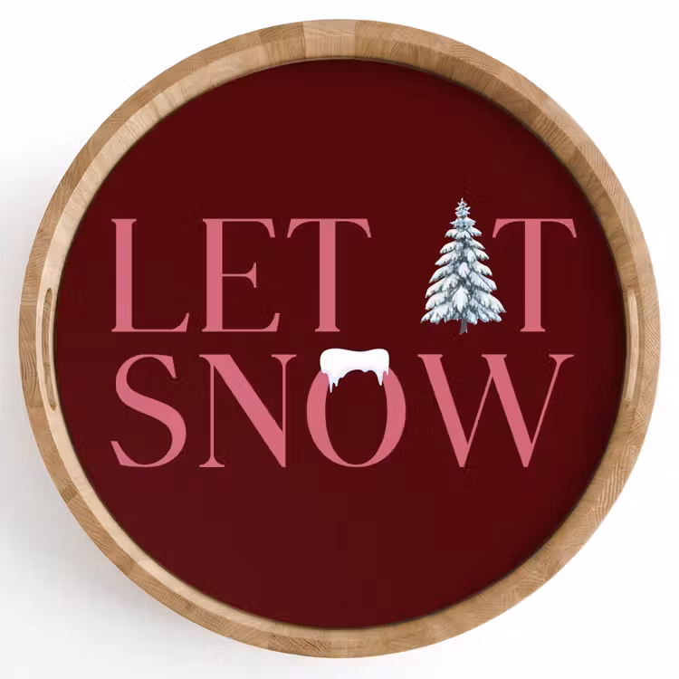 Dienblad - Tekst - Kerst - Sneeuw - Roze