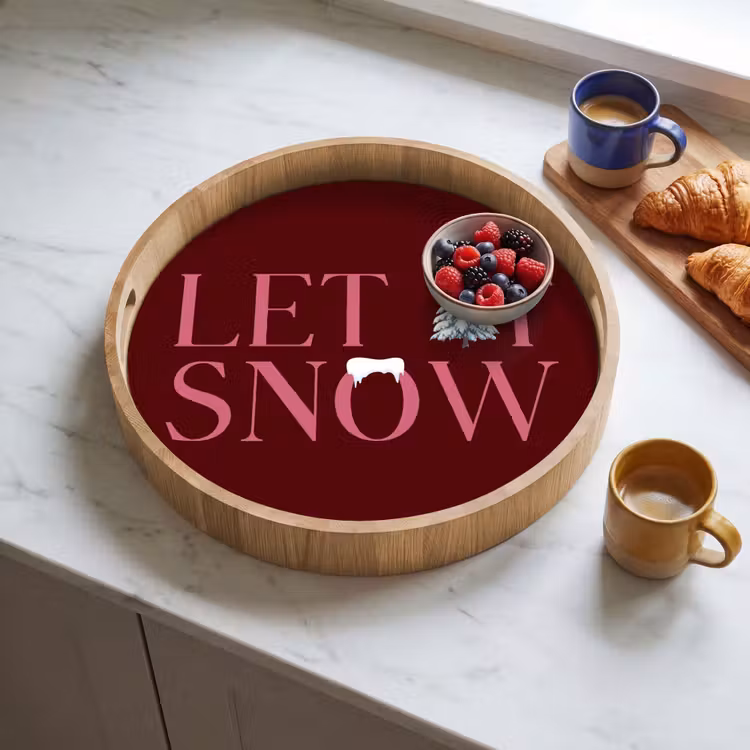 Dienblad - Tekst - Kerst - Sneeuw - Roze — 4