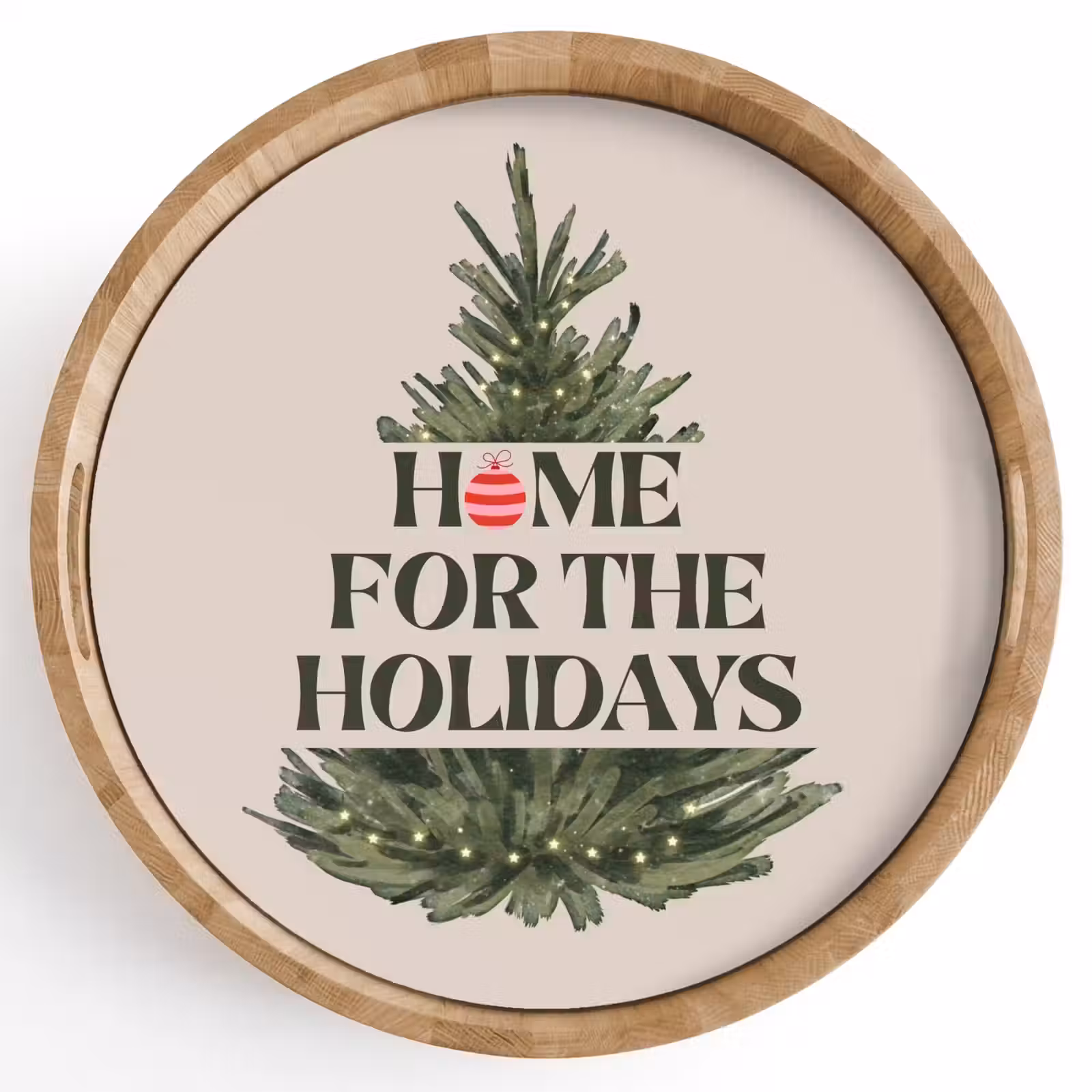 Dienblad - Kerst - Tekst - Kerstboom - Beige — 1