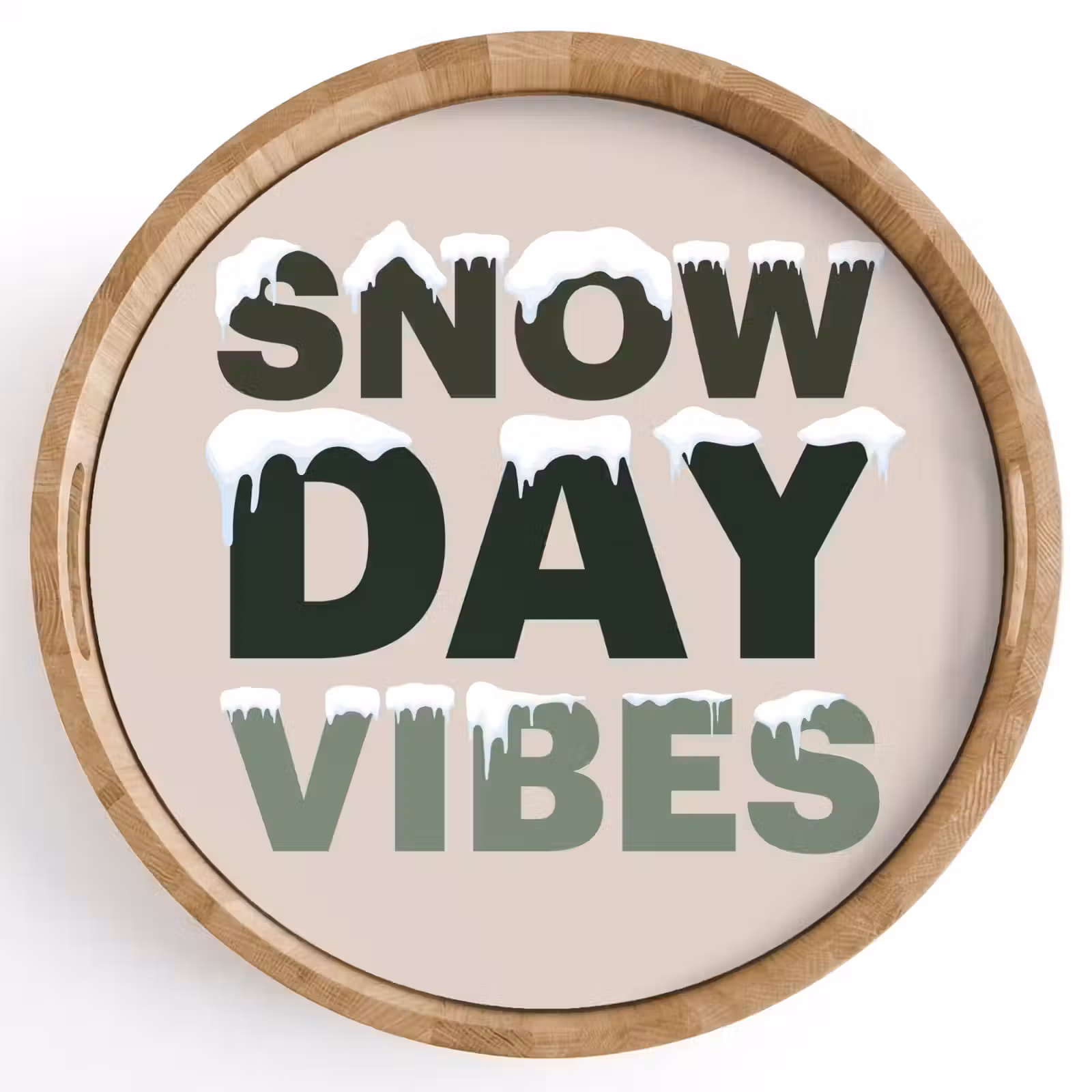 Dienblad - Sneeuw - Tekst - Kerst - Beige — 1