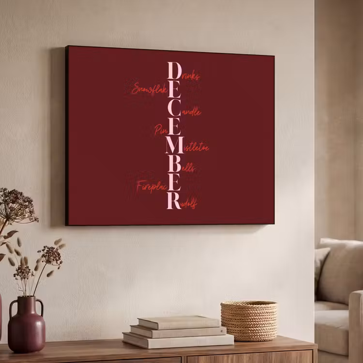 Art Frame - December - Tekst - Kerst - Burgundy — 7