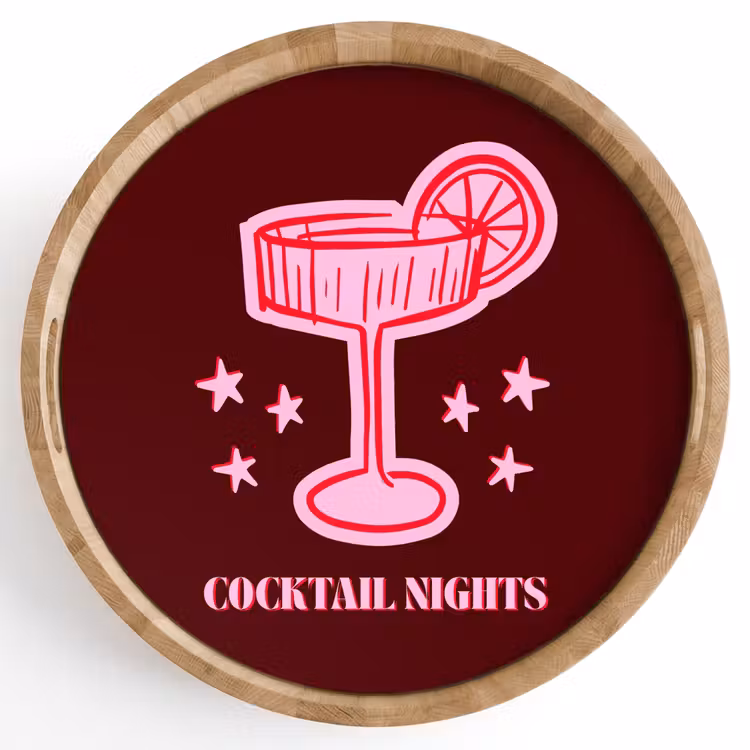 Dienblad - Cocktail - Kerst - Burgundy - Roze