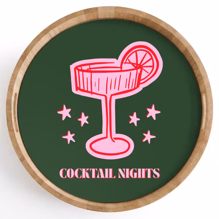 Dienblad - Cocktail - Kerst - Roze - Groen