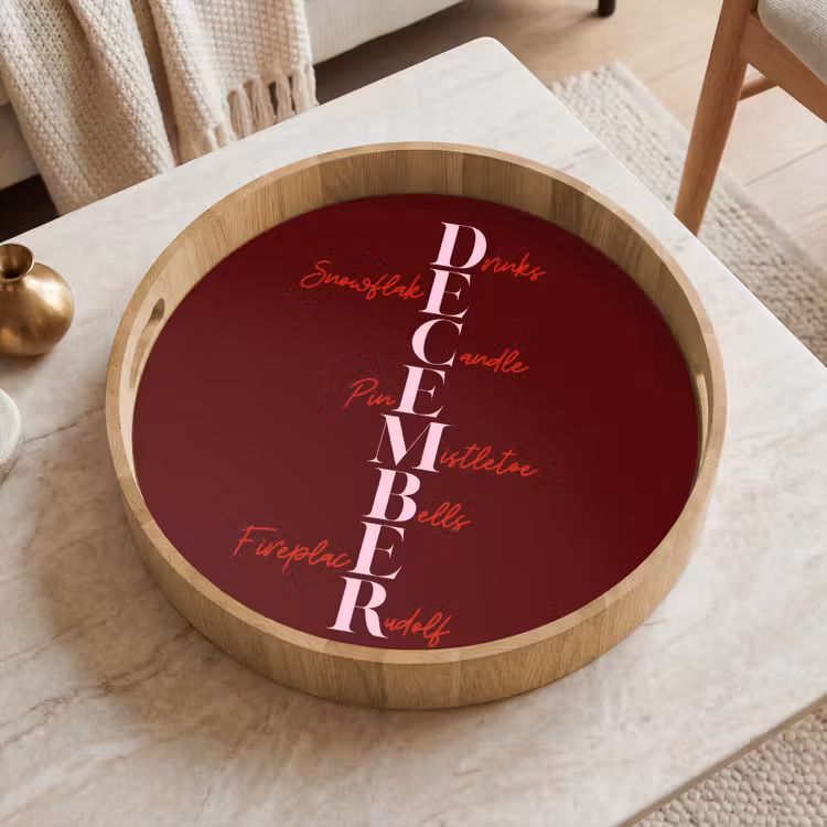 Dienblad - December - Tekst - Kerst - Burgundy — 2