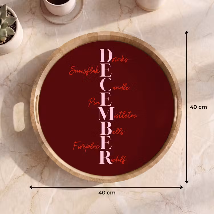 Dienblad - December - Tekst - Kerst - Burgundy — 9