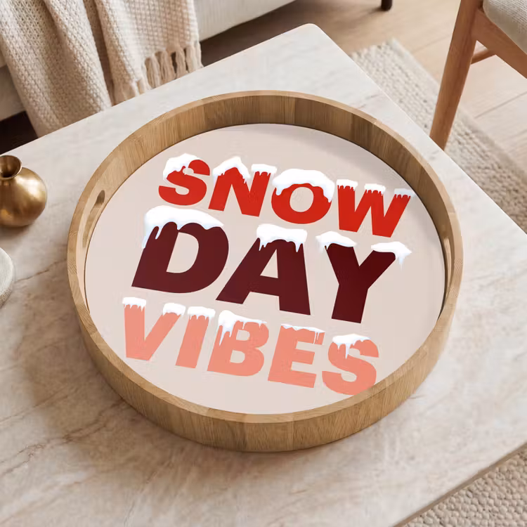 Dienblad - Sneeuw - Kerst - Tekst - Rood — 2
