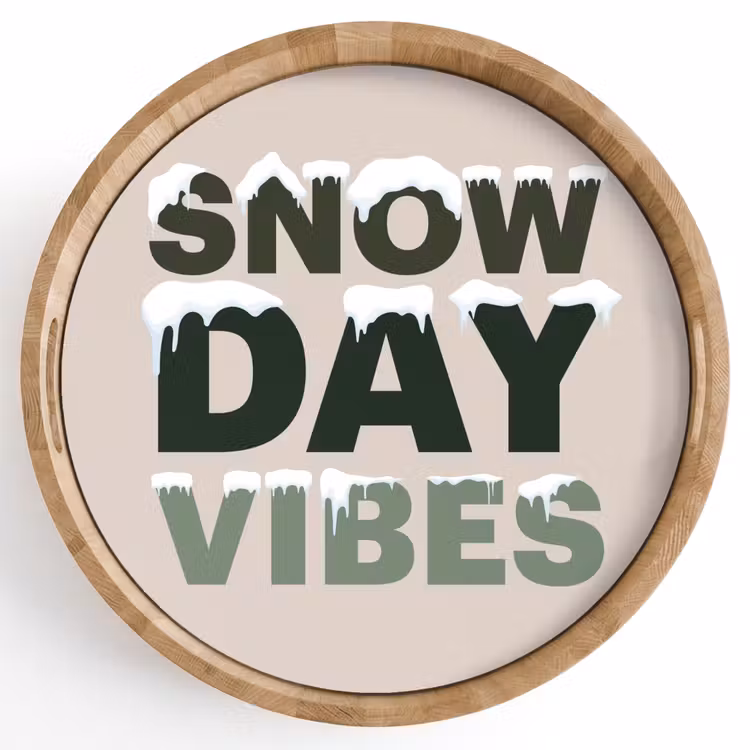 Dienblad - Sneeuw - Tekst - Kerst - Beige — 1