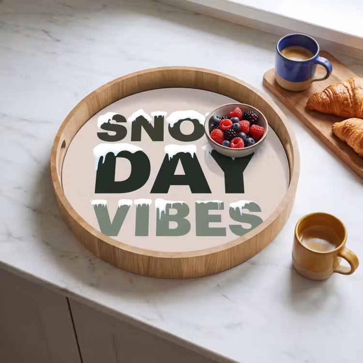 Dienblad - Sneeuw - Tekst - Kerst - Beige — 4