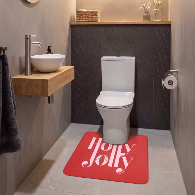 Wc Mat - Kerst - Roze - Rood - Tekst — 2