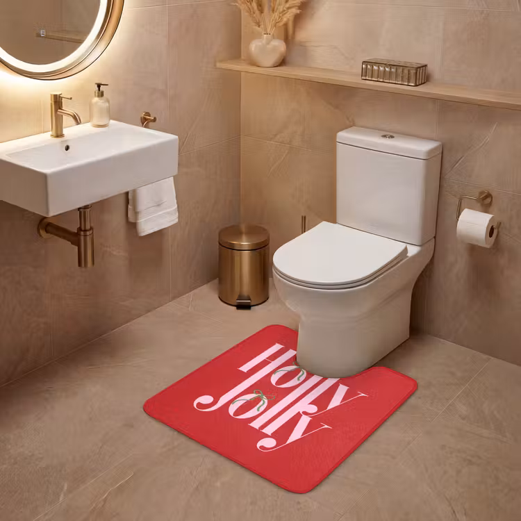 Wc Mat - Kerst - Roze - Rood - Tekst — 3