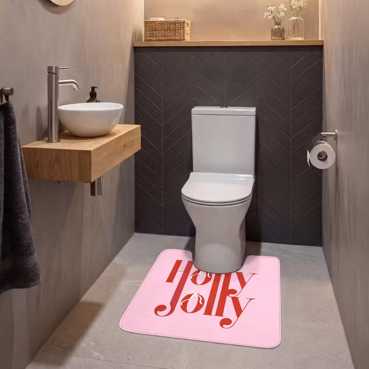 Wc Mat - Kerst - Tekst - Rood - Roze — 2