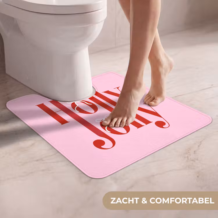 Wc Mat - Kerst - Tekst - Rood - Roze — 5