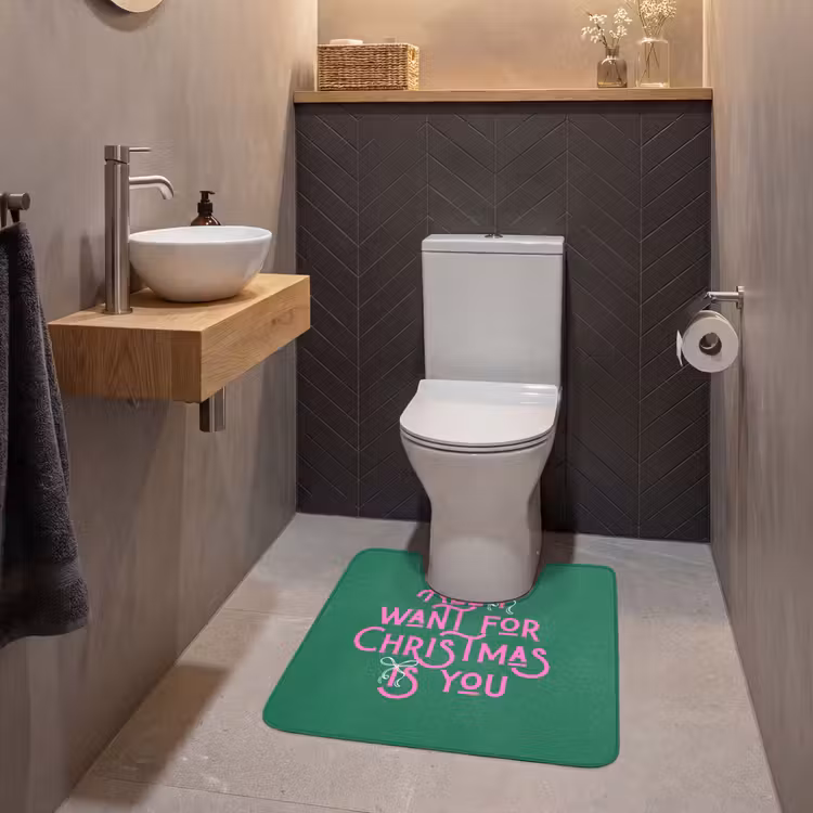 Wc Mat - Kerst - Tekst - Roze - Groen — 2