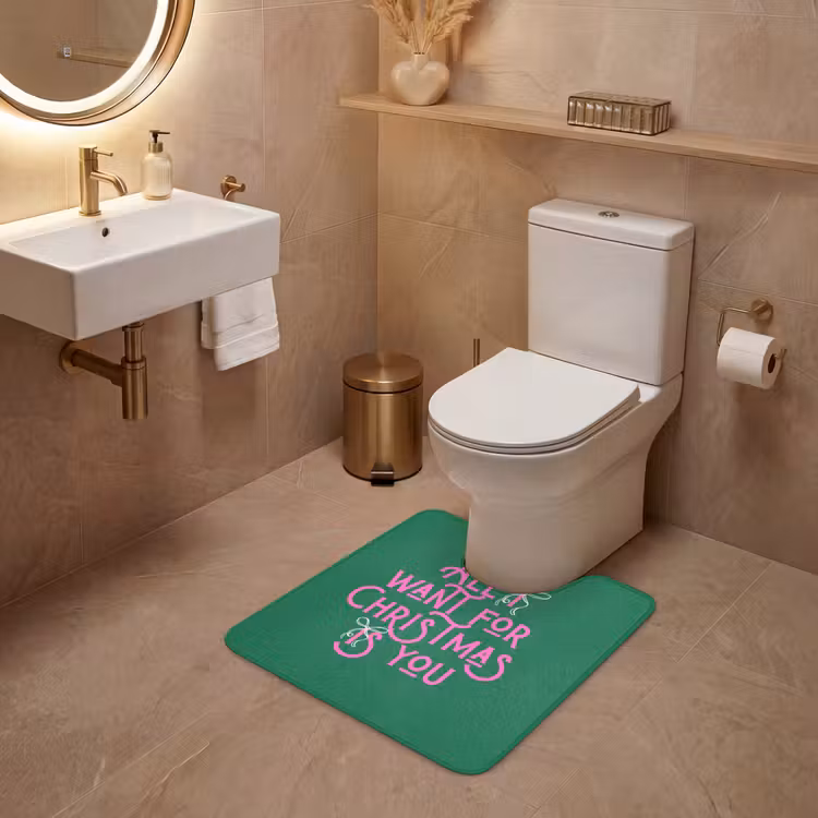 Wc Mat - Kerst - Tekst - Roze - Groen — 3
