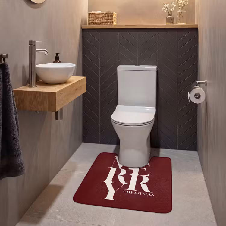Wc Mat - Merry - Tekst - Donker - Rood — 2