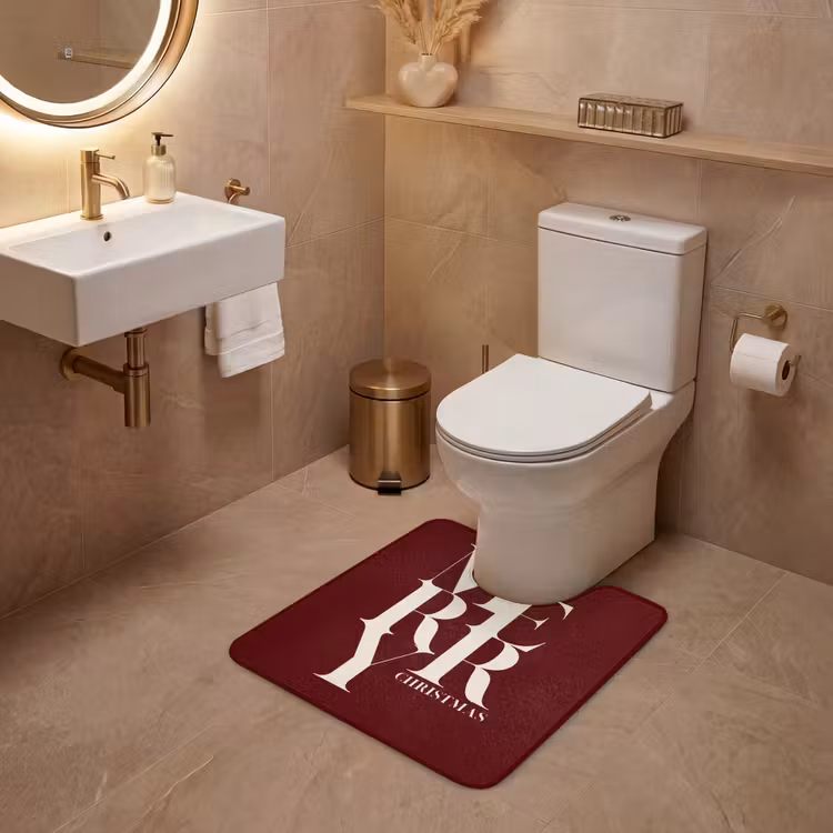 Wc Mat - Merry - Tekst - Donker - Rood — 3
