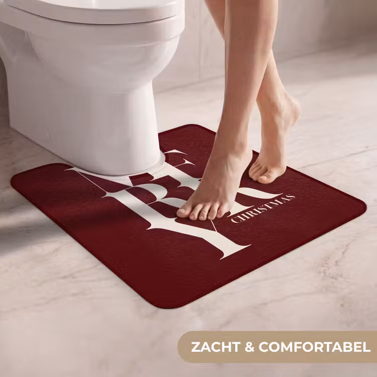 Wc Mat - Merry - Tekst - Donker - Rood — 5