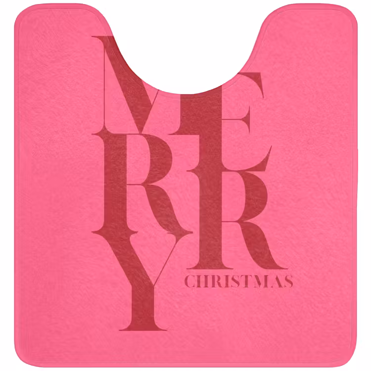 Wc Mat - Merry - Tekst - Kerst - Roze — 1