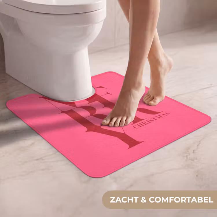 Wc Mat - Merry - Tekst - Kerst - Roze — 5