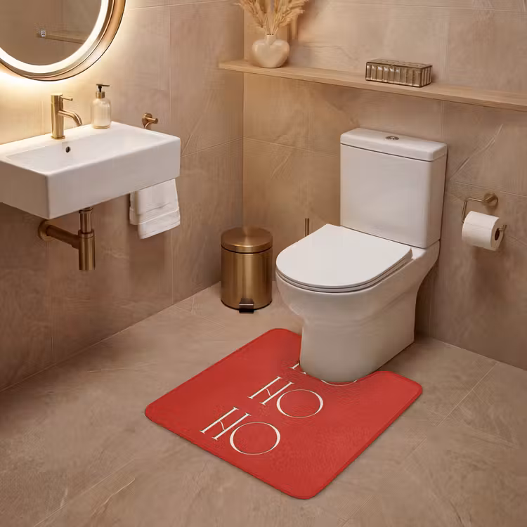 Wc Mat - Tekst - Kerst - Modern - Rood — 3