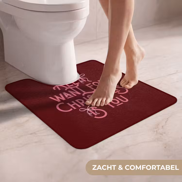 Wc Mat - Tekst - Kerst - Rood - Roze — 5