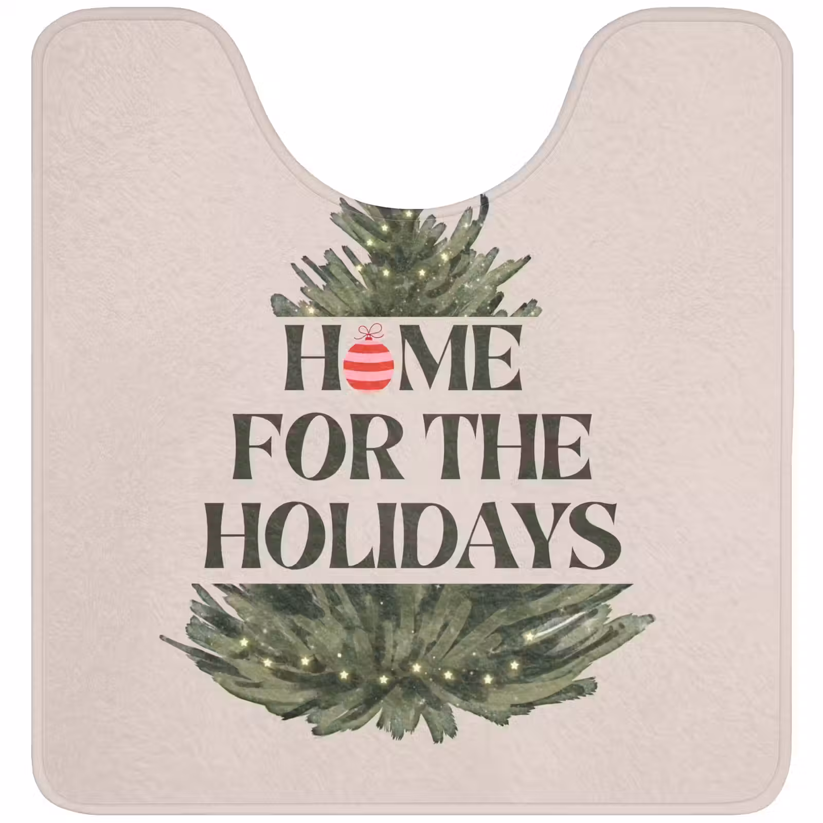 Wc Mat - Kerst - Tekst - Kerstboom - Beige — 1