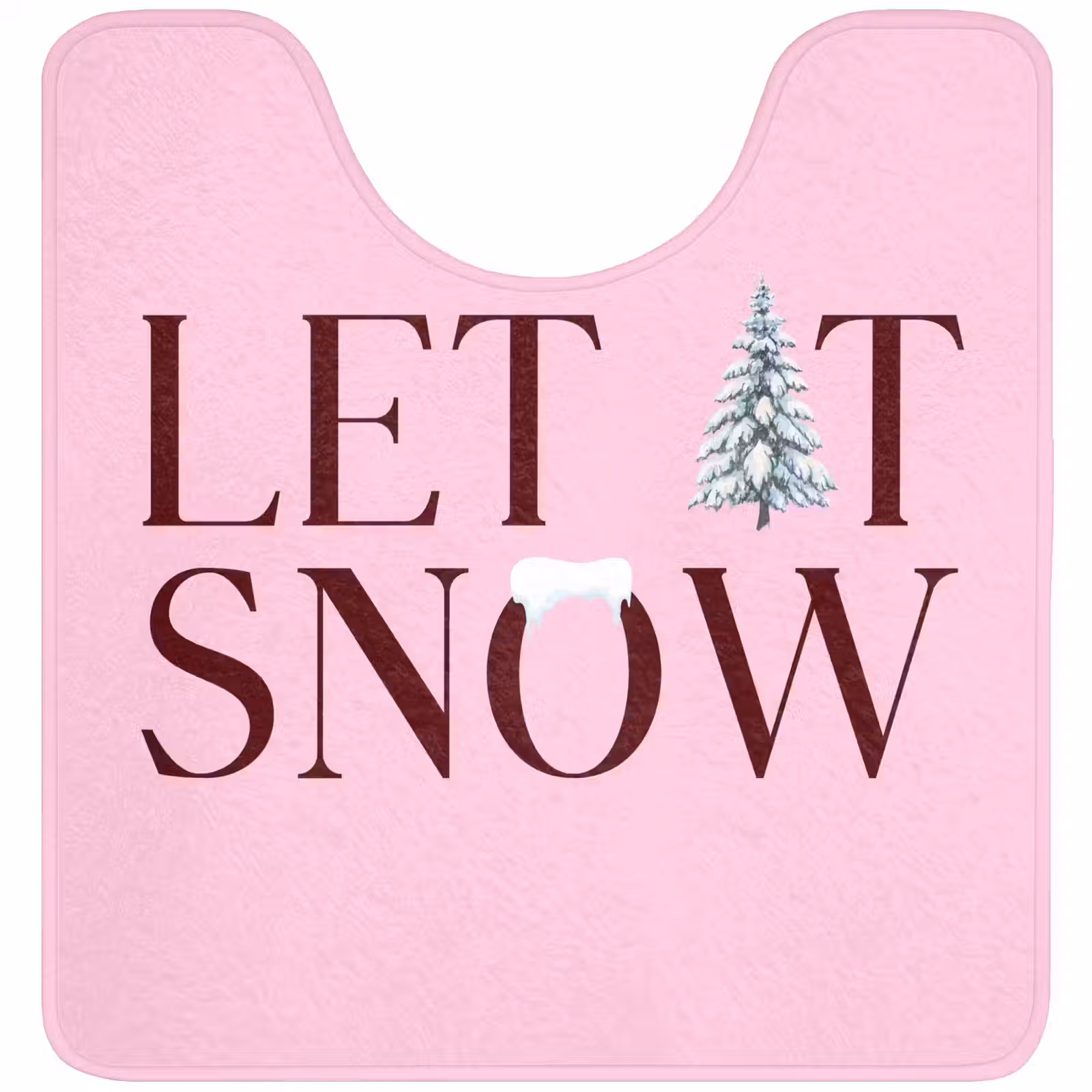 Wc Mat - Kerst - Tekst - Sneeuw - Roze — 1