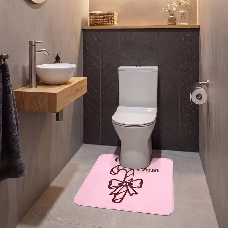 Wc Mat - Kerst - Snoep - Tekst - Bruin - Roze — 2