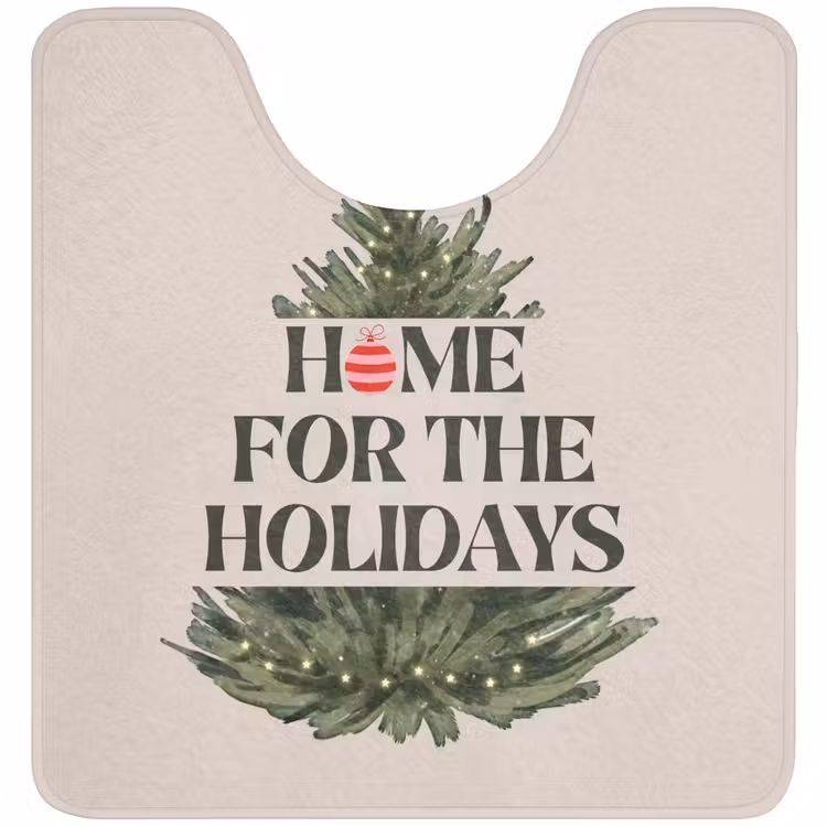 Wc Mat - Kerst - Tekst - Kerstboom - Beige