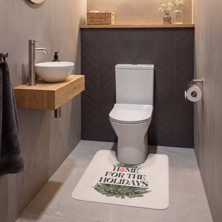 Wc Mat - Kerst - Tekst - Kerstboom - Beige — 2