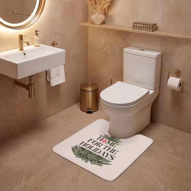 Wc Mat - Kerst - Tekst - Kerstboom - Beige — 3