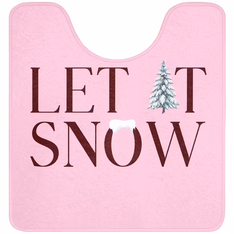 Wc Mat - Kerst - Tekst - Sneeuw - Roze