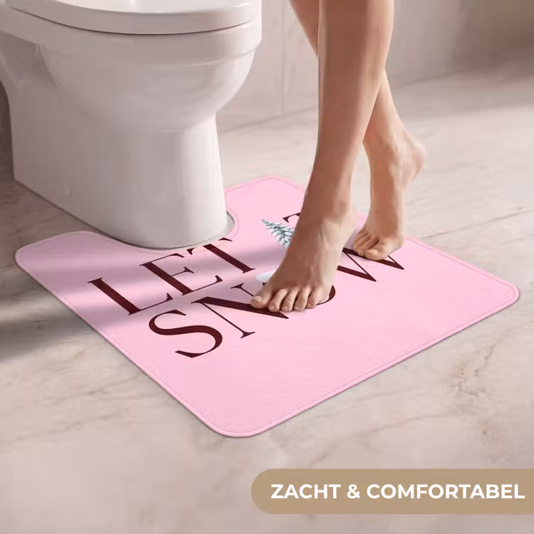 Wc Mat - Kerst - Tekst - Sneeuw - Roze — 5