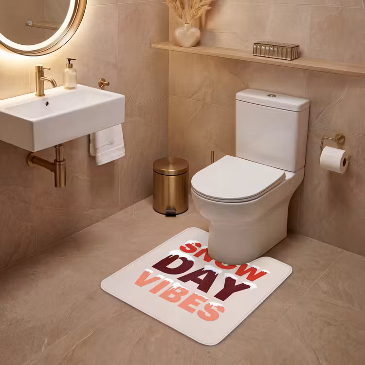 Wc Mat - Sneeuw - Kerst - Tekst - Rood — 3