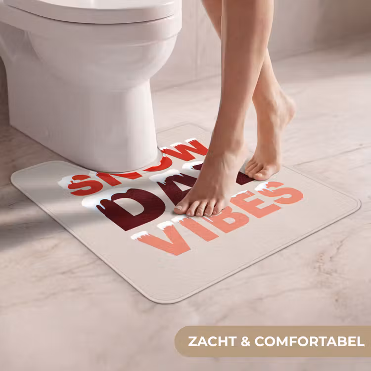 Wc Mat - Sneeuw - Kerst - Tekst - Rood — 5
