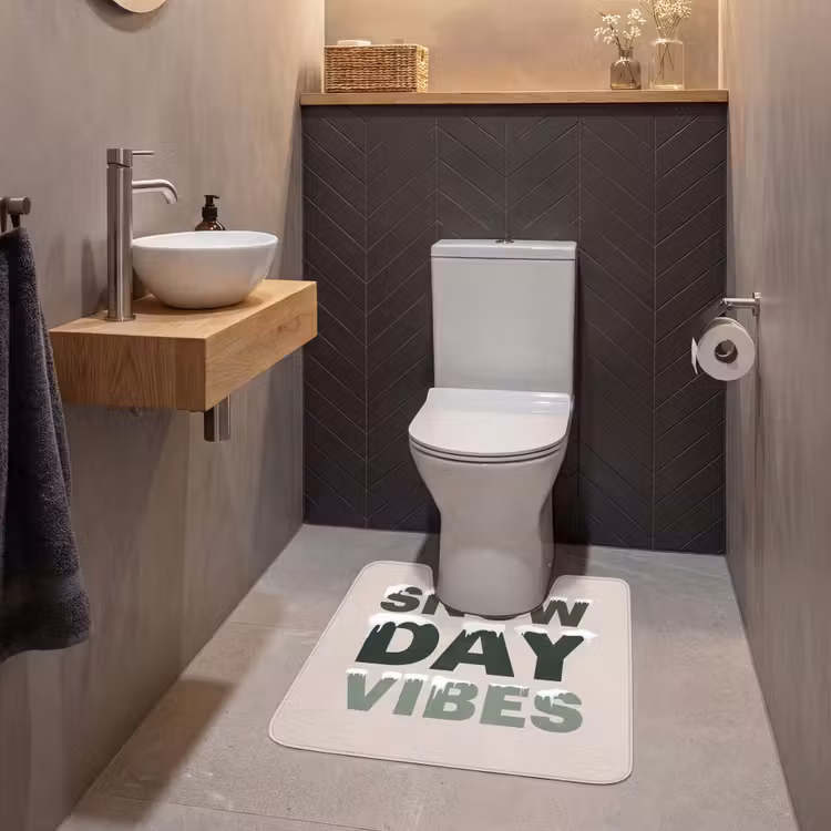 Wc Mat - Sneeuw - Tekst - Kerst - Beige — 2