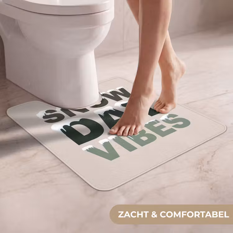 Wc Mat - Sneeuw - Tekst - Kerst - Beige — 5