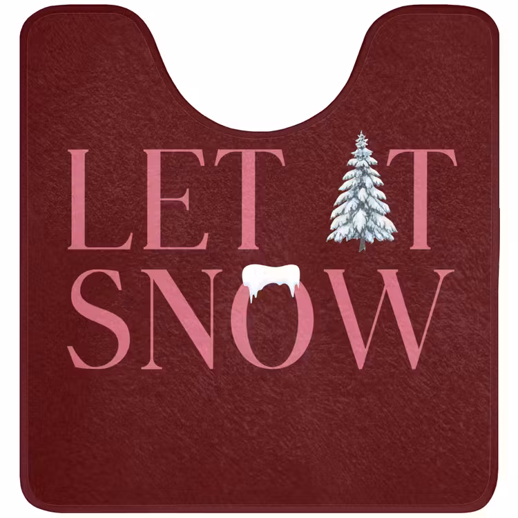 Wc Mat - Tekst - Kerst - Sneeuw - Roze