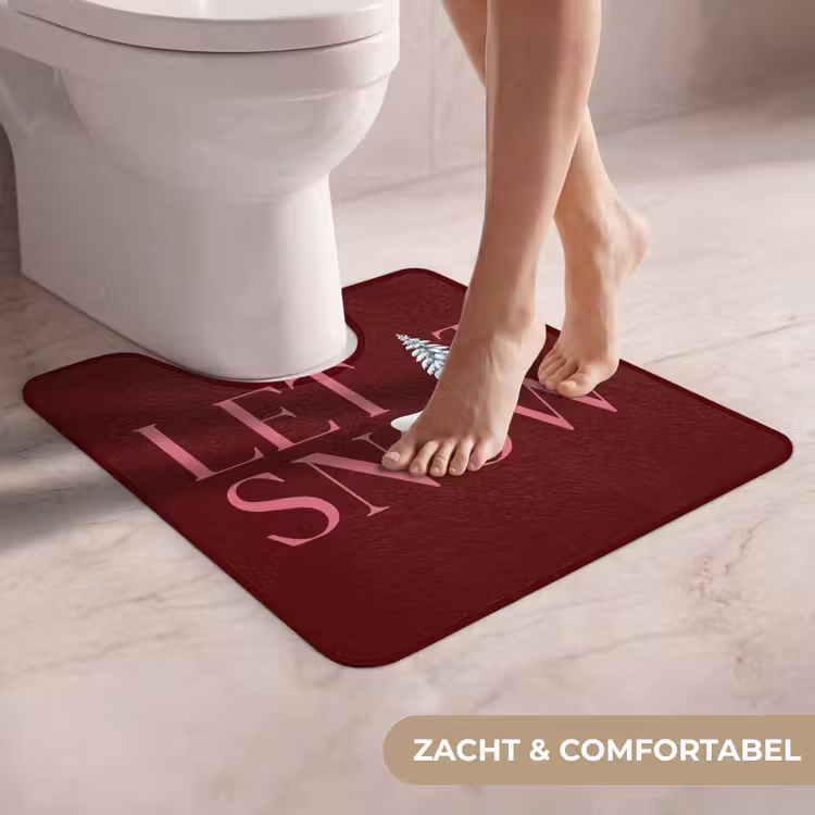 Wc Mat - Tekst - Kerst - Sneeuw - Roze — 5