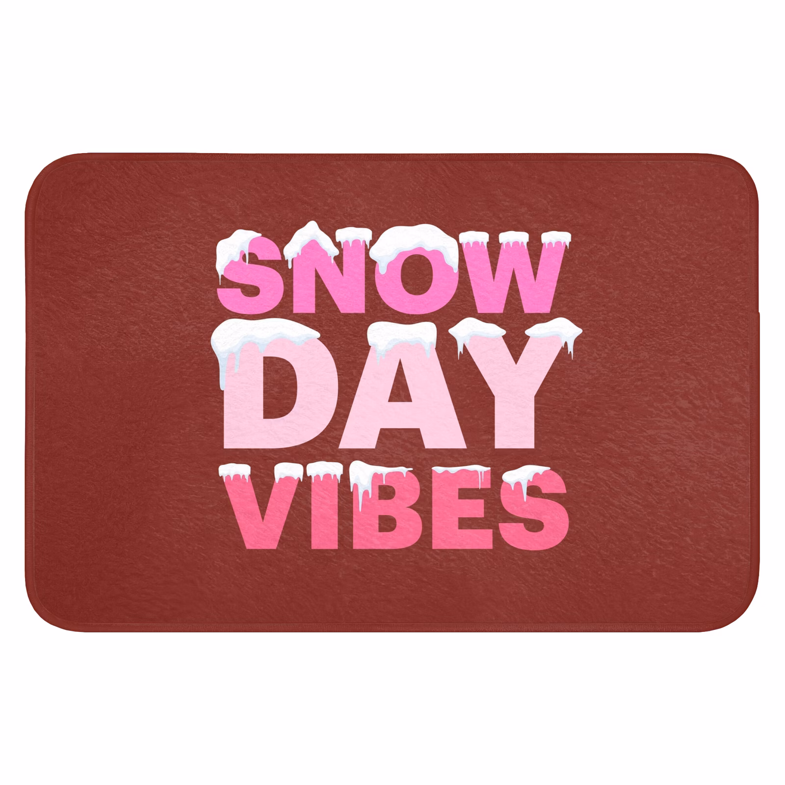 Wc Mat - Kerst - Tekst - Sneeuw - Rood - Roze — 1