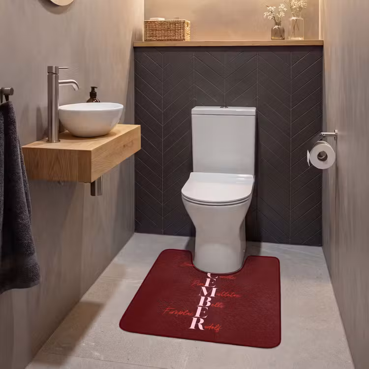 Wc Mat - December - Tekst - Kerst - Burgundy — 2
