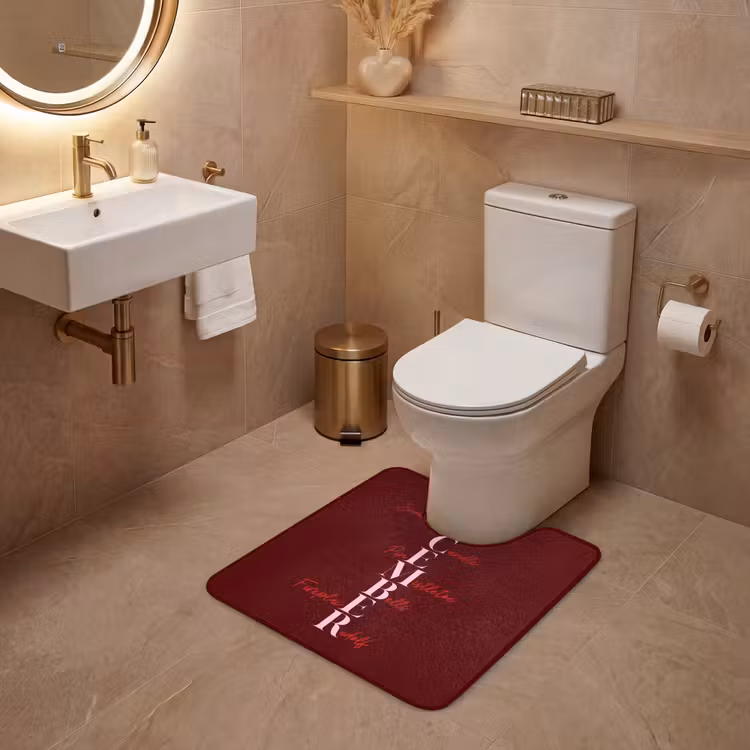 Wc Mat - December - Tekst - Kerst - Burgundy — 3