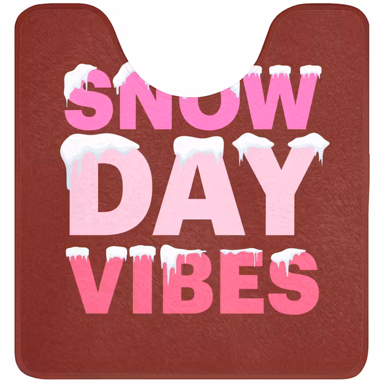 Wc Mat - Kerst - Tekst - Sneeuw - Rood - Roze — 1