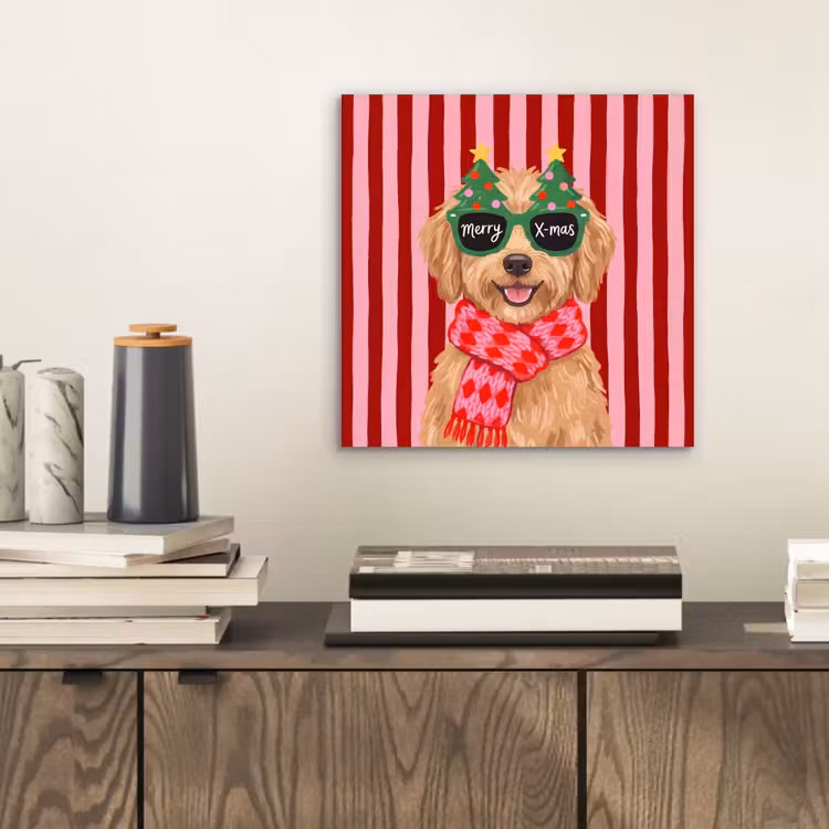 Aluminium schilderij - Hond - Kerst - Rood — 2