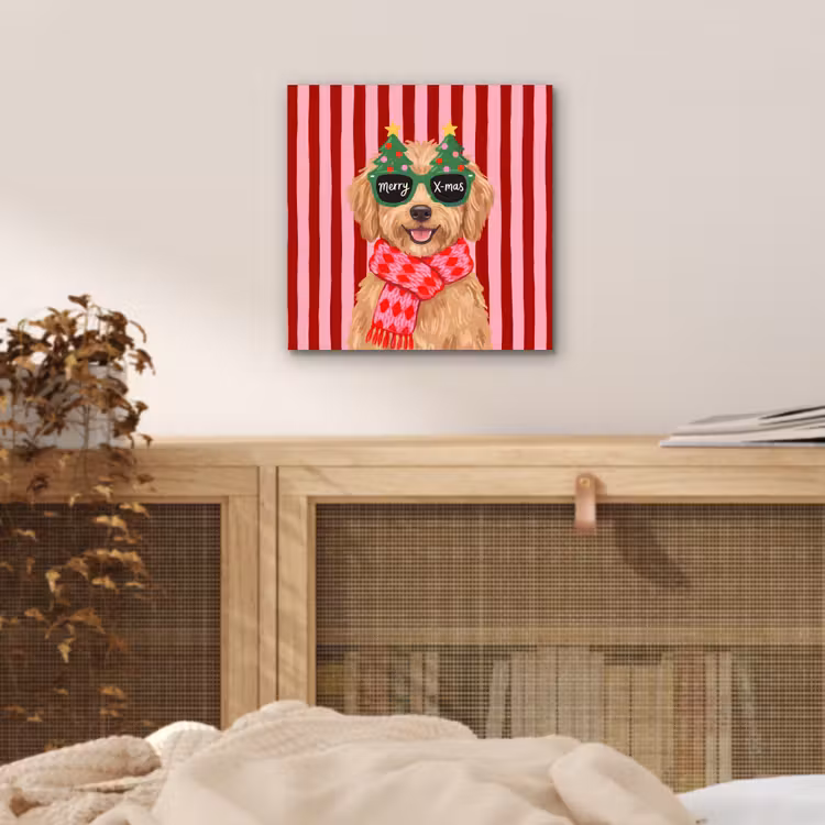 Aluminium schilderij - Hond - Kerst - Rood — 4