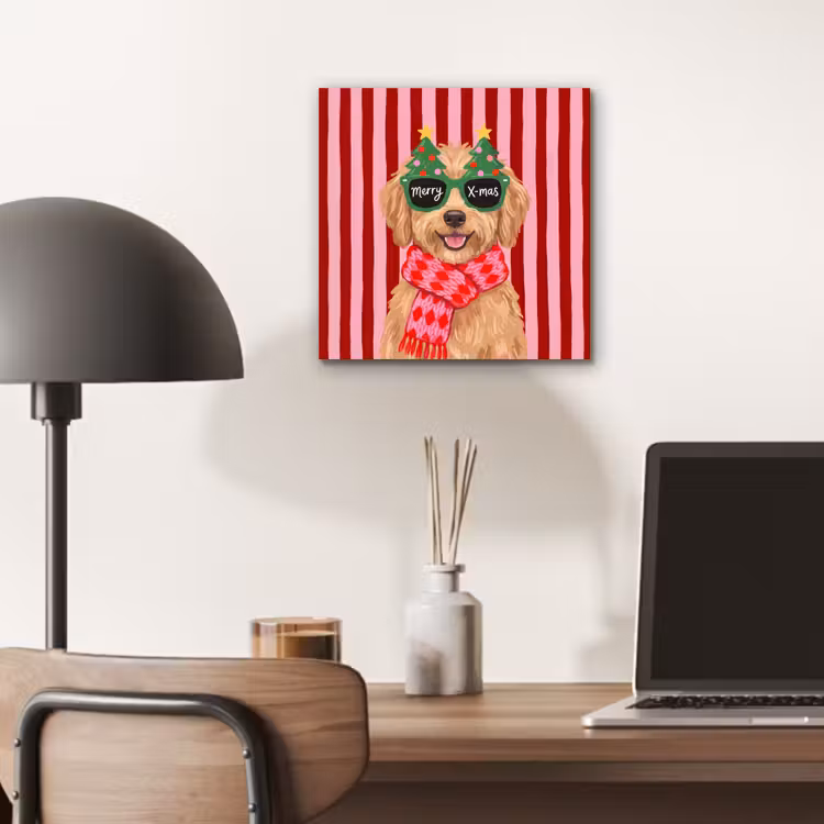 Aluminium schilderij - Hond - Kerst - Rood — 6
