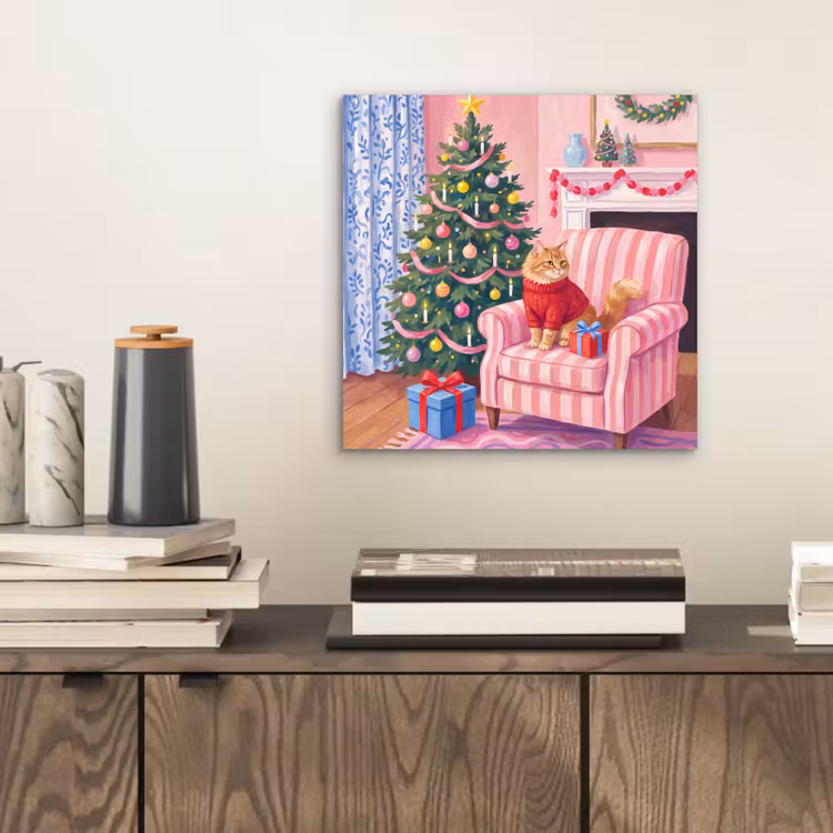 Aluminium schilderij - Kat - Kerst - Interieur — 2