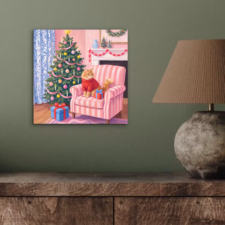 Aluminium schilderij - Kat - Kerst - Interieur — 3