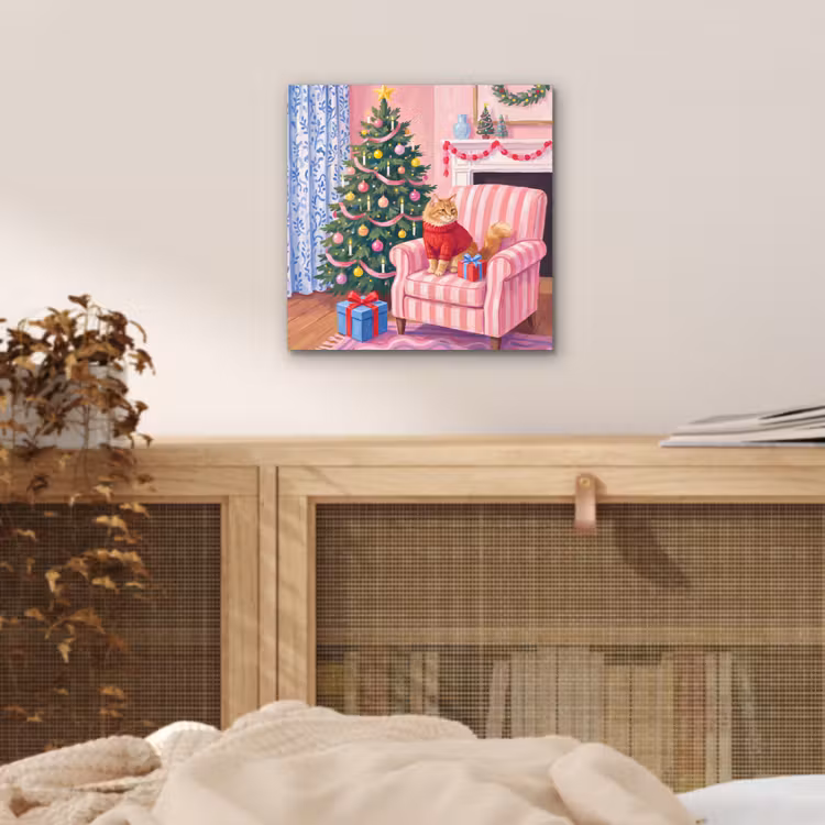 Aluminium schilderij - Kat - Kerst - Interieur — 4