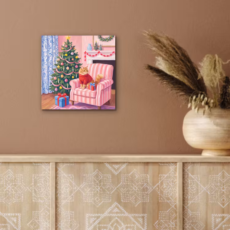 Aluminium schilderij - Kat - Kerst - Interieur — 5